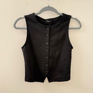 Stradivarious Black Sleeveless Button-Up Top